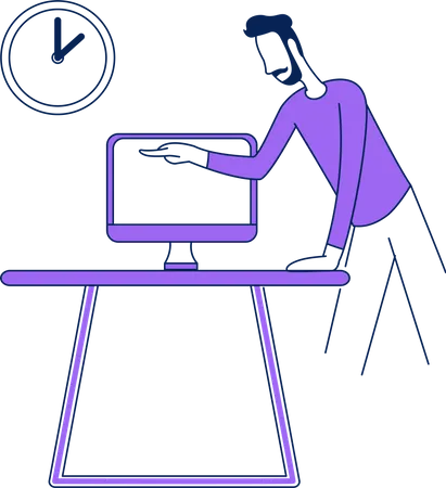 Homem trabalhando no computador  Ilustração