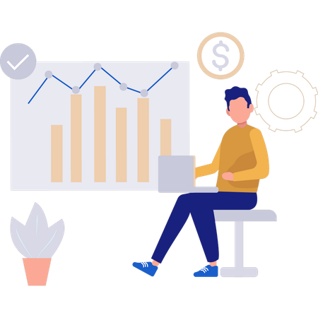 Homem trabalhando no desenvolvimento financeiro  Illustration