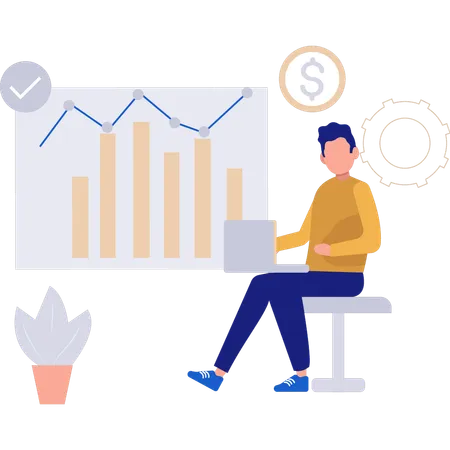 Homem trabalhando no desenvolvimento financeiro  Illustration