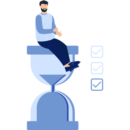 Homem trabalhando em gerenciamento de tempo  Ilustração