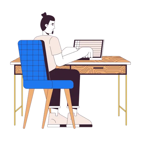 Homem trabalhando no laptop  Ilustração