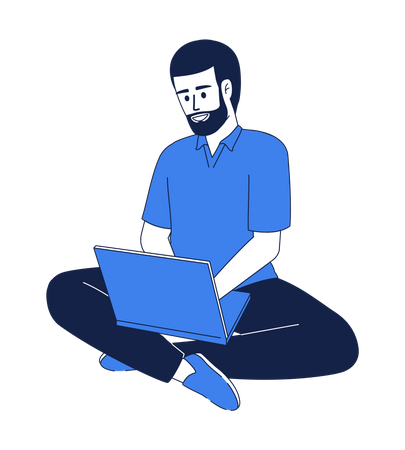 Homem trabalhando no laptop  Ilustração