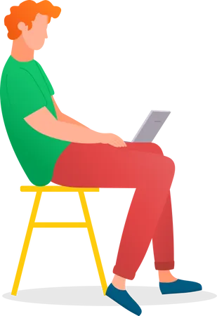 Homem trabalhando no laptop  Ilustração