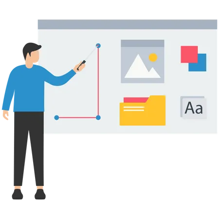 Homem trabalhando no projeto de design ui ux  Ilustração