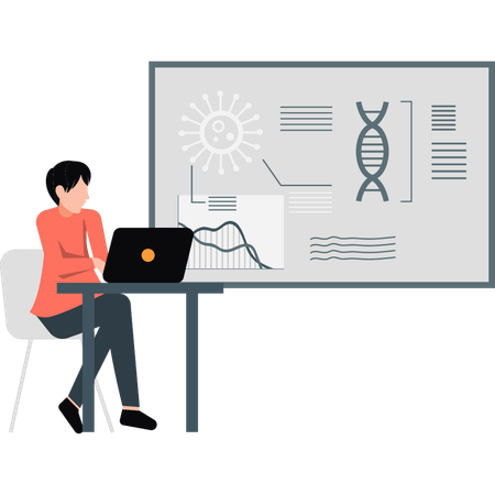 Homem trabalhando com DNA humano  Illustration