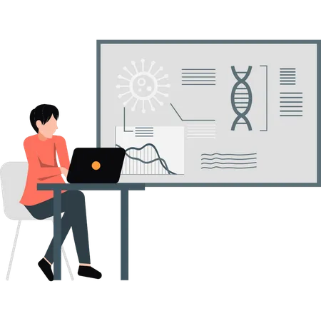 Homem trabalhando com DNA humano  Illustration