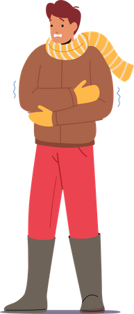 Homem tremendo devido ao frio  Ilustração