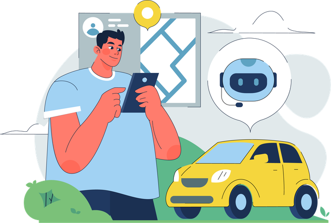 Homem usa chatbot para fazer manutenção de carros  Ilustração