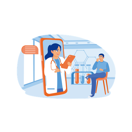 Homem usando aplicativo de saúde on-line  Ilustração
