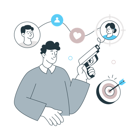 Homem usando arma mirando em pessoas  Ilustração