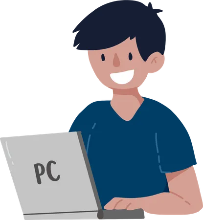 Homem usando laptop  Ilustração