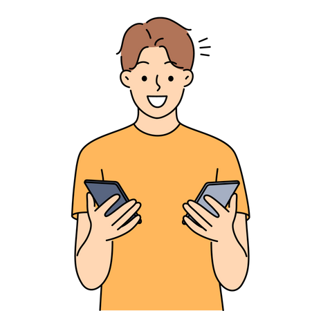 Homem usando celular  Ilustração