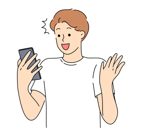 Homem usando celular  Ilustração