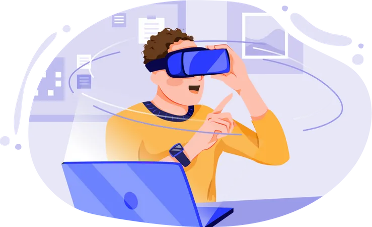 Homem usando óculos vr  Ilustração