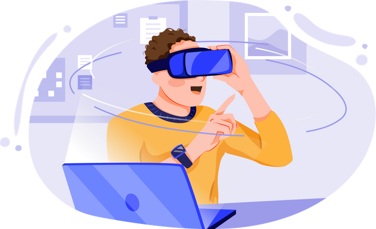 Homem usando óculos vr  Ilustração