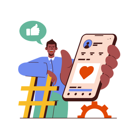 Homem usando rede social  Illustration