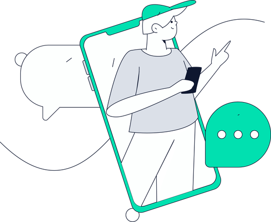 Homem usando redes sociais  Ilustração