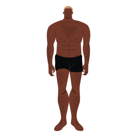 Homem vestindo cueca boxer em pé  Ilustração