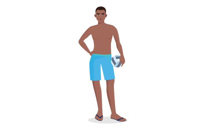 Homem vestindo shorts de praia  Ilustração