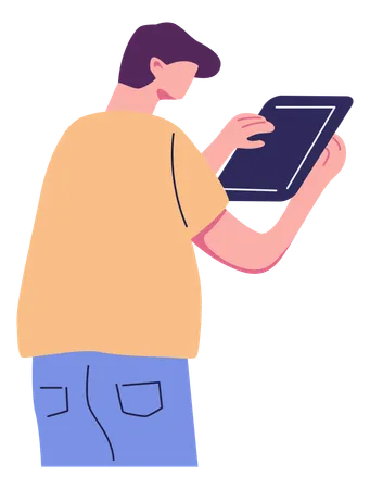 Homem usando tablet  Ilustração