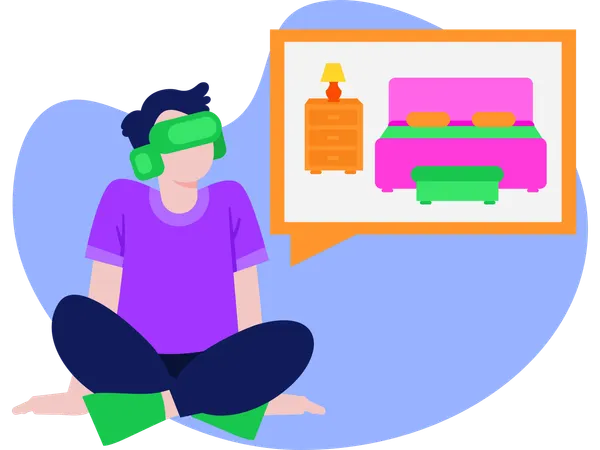 Masculino usando tecnologia VR  Ilustração