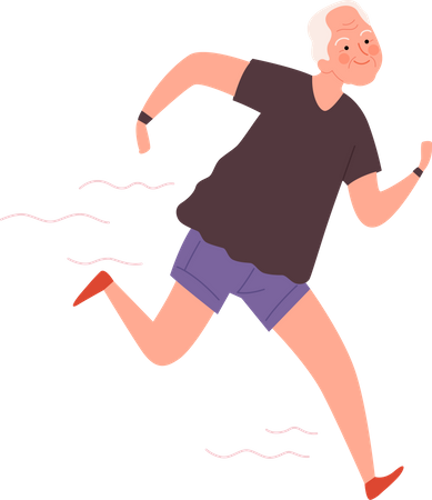 Homem mais velho faz jogging  Ilustração