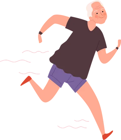 Homem mais velho faz jogging  Ilustração