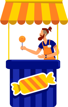 Homem vendendo doces  Ilustração
