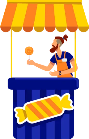 Homem vendendo doces  Ilustração