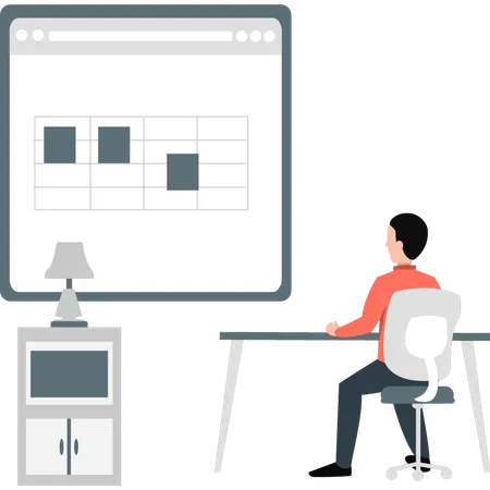 Homem verificando documento do site  Ilustração