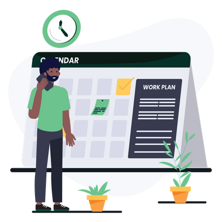 Homem verificando sua agenda de reuniões  Ilustração