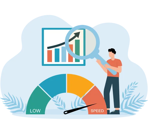 Homem Verifica Alta Velocidade  Ilustração