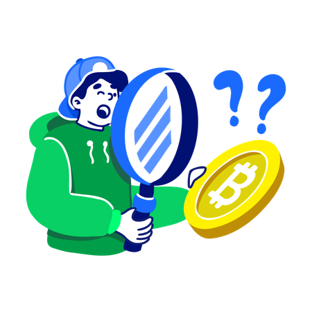 Homem Verifica Criptomoeda  Illustration