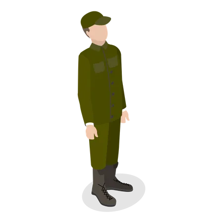 Homem vestindo uniforme de soldado russo  Ilustração