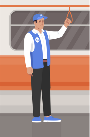 Homem viajando no metrô  Ilustração