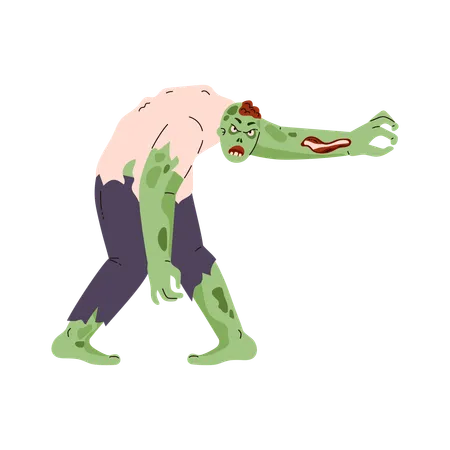 Corpo de homem zumbi assustador  Illustration