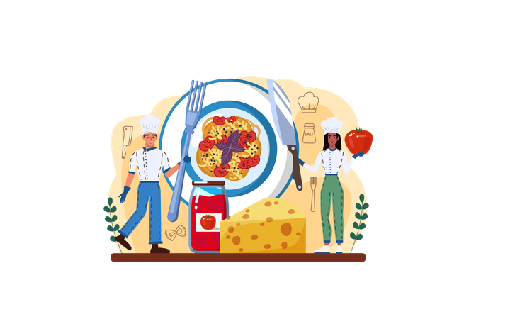 Homemade italian food with cheese  Illustration
