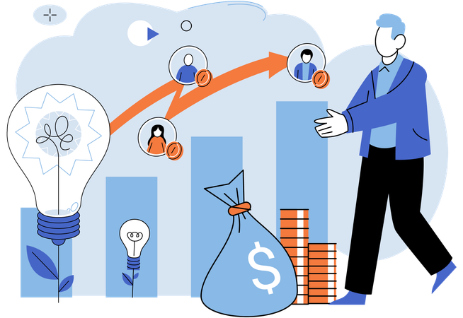 Homens e mulheres contribuem igualmente para o sucesso e progresso empresarial  Ilustração