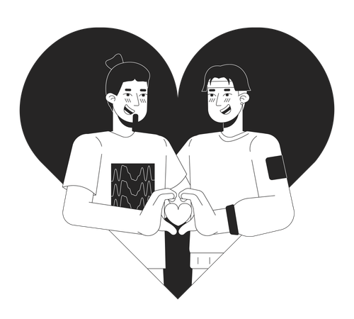Homens gays encontrando almas gêmeas em 14 de fevereiro  Ilustração