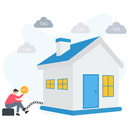 Homeowner chained to debt by property taxes  Illustration