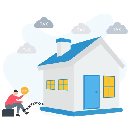 Homeowner chained to debt by property taxes  Illustration