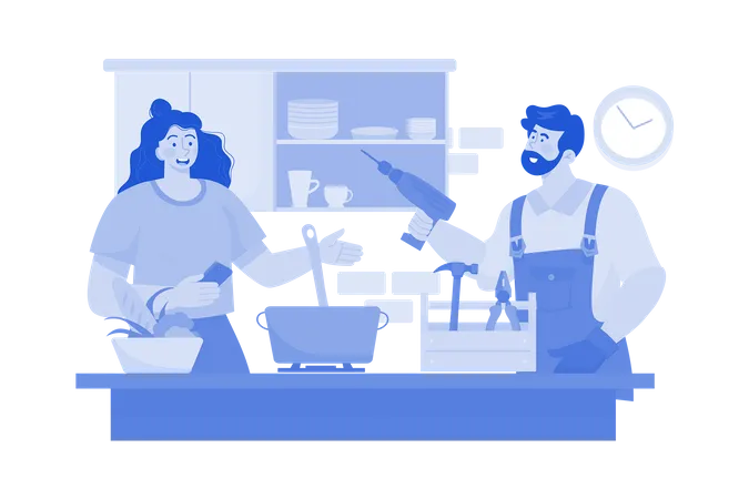 Homeowner hires contractor for kitchen renovation  Illustration