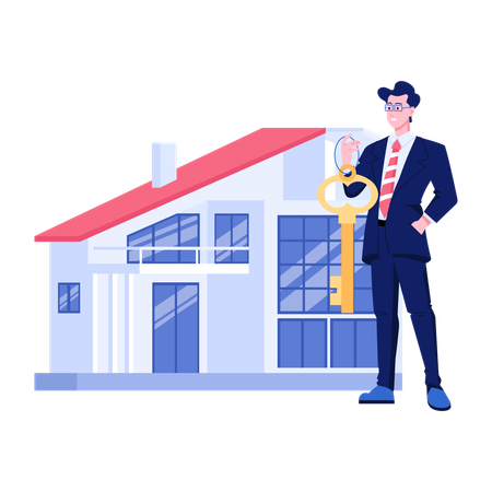 Homeowner with key  Illustration