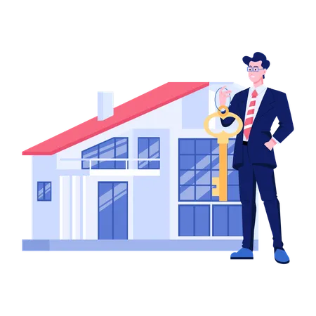 Homeowner with key  Illustration