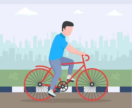 Homme faisant du vélo  Illustration