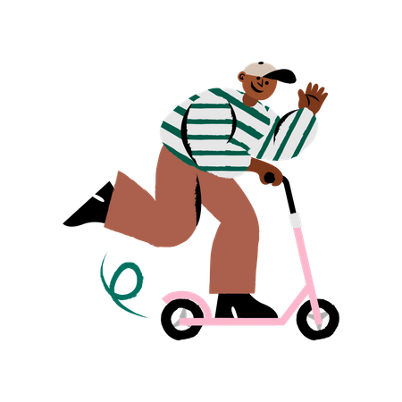 Homme chevauchant un scooter électrique  Illustration