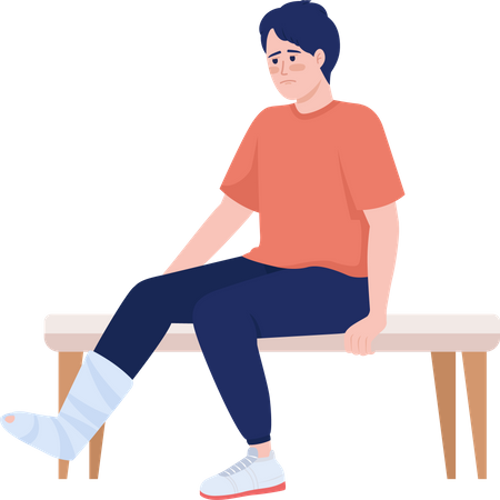 Homme avec une jambe fracturée  Illustration