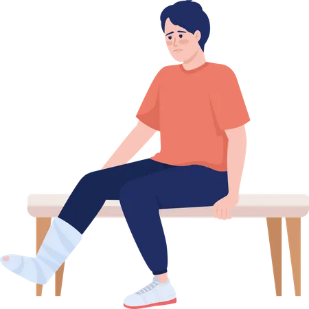 Homme avec une jambe fracturée  Illustration