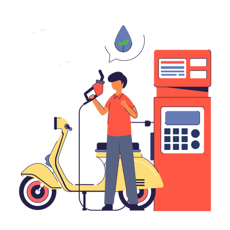 Homme à la station de biocarburants  Illustration