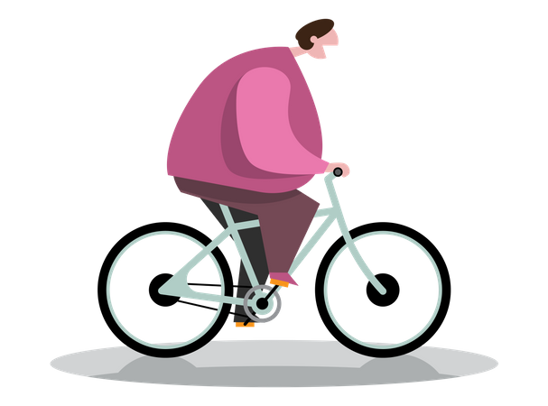 Homme faisant du vélo pour perdre du poids  Illustration